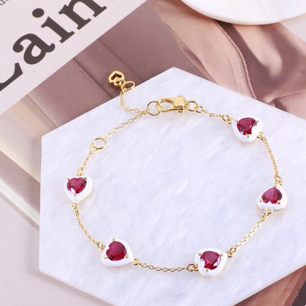 Kate spade Sweetheart Line Red Cubic Zirconia and Resin Heart Bracelet NWT